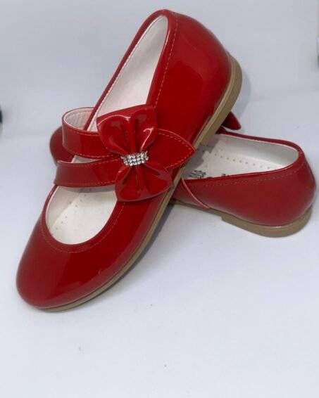 Ballerines Fille Vernies Rouges – Nœud Central & Strass