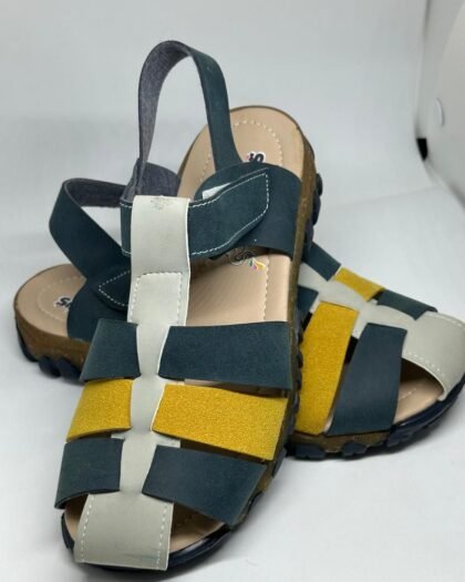 Sandales Garçon Antidérapantes – Multicolores Bleu/Jaune/Gris