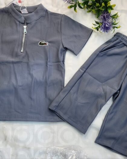 Ensemble Garçon Sport Chic – Polo Zippé & Short Logo Crocodile